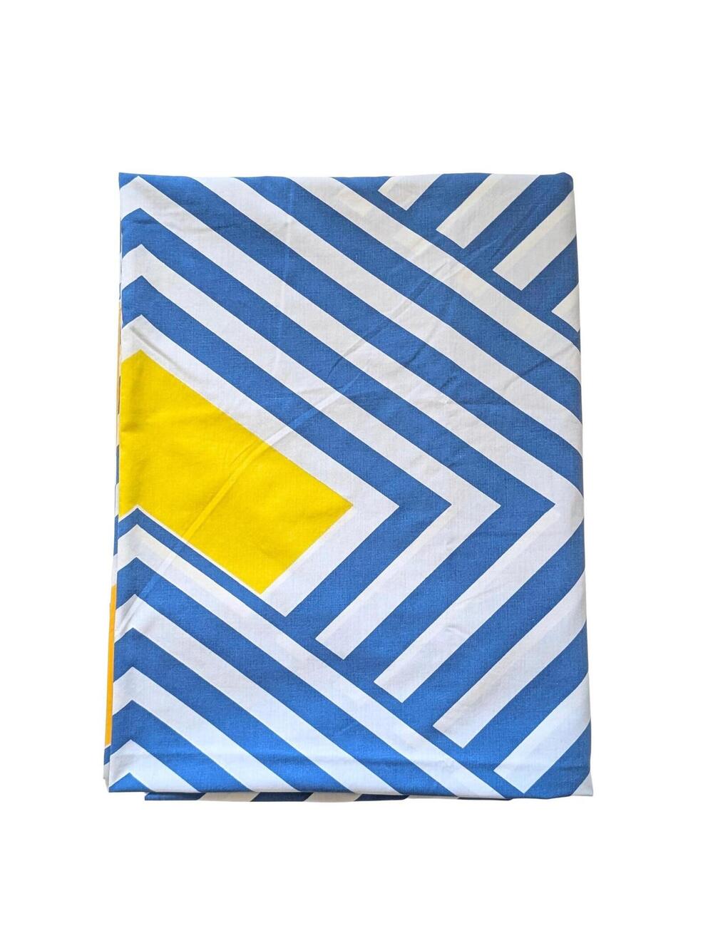 1970s Martex Geometric Queen Flat Sheet with Mod Geometric Pattern